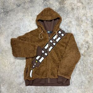 Star Wars Chewbacca Zip Up Hoodie Furry Costume Sweater Size Medium